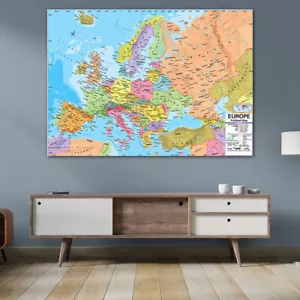 Europe Map Political Distribution of English Canvas Art Prints Poster Home Decor - Picture 1 of 24