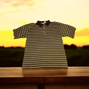 Vintage 90s BUGLE BOY Short Sleeve Polo Shirt Yellow Black STRIPED Youth Large - Picture 1 of 5