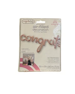 Anagram Air-Filled Decoration Balloon, CONGRATS, pink, No Helium Required! - Picture 1 of 2
