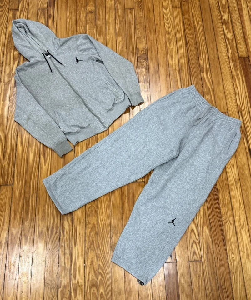 Moletom e calça de moletom vintage Air Jordan Jumpman masculino tamanho grande cinza - Imagem 1 de 4