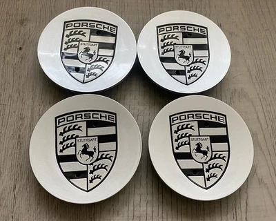 Tapas centrales para Porsche Cayenne 911 Boxster Cayman 991 Panamera OEM de fábrica plateadas Foto 1 de 4