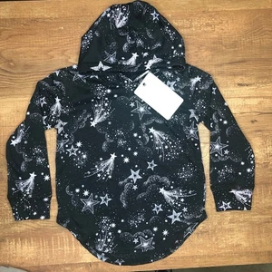 Chaser Hoodie Shirt Girls Size 6 Long Sleeve Black Shooting Stars NWT - Picture 1 of 3
