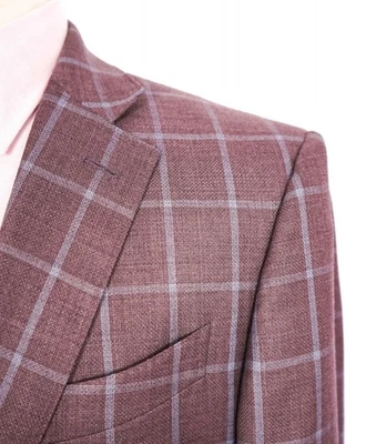 $2,695 ZEGNA -"SU MISURA" 1of1 Wool Purple/Blue Plaid - 42L - Image 1 of 4