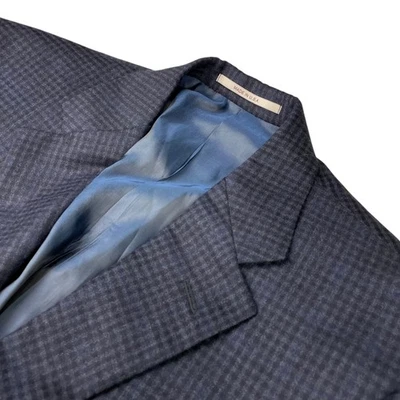 Hickey Freeman Men's Flannel Wool 2-Button Blazer Blue Check Plaid • USA • 38R - Image 1 of 4