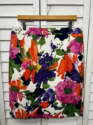 J. Crew цветочный номер 2 Разноцветный хлопок эластичной с подкладкой карандаш юбка размер 10 - Изображение 1 из 4