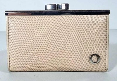 Oroton Coin Purse Beige Textured Leather 12x7cm Silver Logo Good Condition - Image 1 of 4