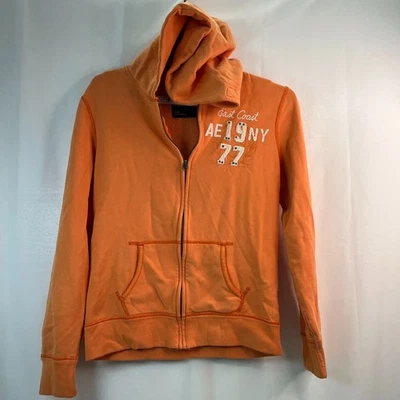 Sudadera con capucha para mujer American Eagle Outfitters M Y2K Orange Coast AE 1977 NY parche Foto 1 de 4