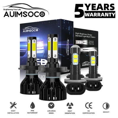 For Kia Spectra Sedan 4-Door 2.0L 2005-2009 Front LED Headlight Fog Light Bulbs - Image 1 of 4