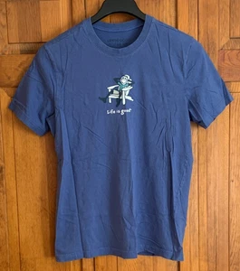 Men's Life Is Good Short Sleeve Blue Cotton T-Shirt Tag Size M - Picture 1 of 3