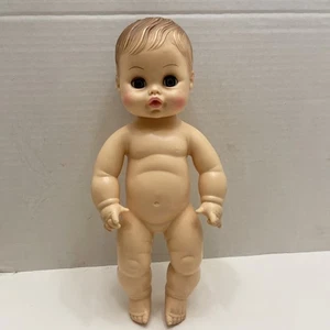 Vintage Horsman Baby Doll 12“ Rubber Drink And Pee Sleepy Eyes Blue Blush Cheeks - Picture 1 of 7