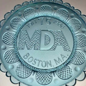 MDA Marking Device Assoc Boston IMIA Massachusetts Pairpoint Glass Cup Plate - Picture 1 of 7