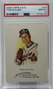 Tom Glavine PSA 10 - 2008 Topps Allen & Ginter Portrait- Braves, Mets, 300 Wins - Picture 1 of 8