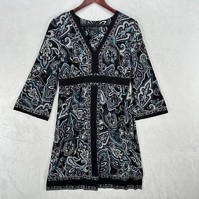 Винтажный INC платье женщин большой пейсли цветочный Shift Y2K туника эластичной хиппи богемное - Изображение 1 из 4