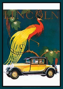 Lincoln Coupe Car Art Print – 1928 Peacock Design Advertisement – 3 sizes Poster - Bild 1 von 5
