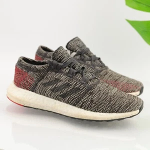 Adidas Women's PureBoost Go Running Shoe Size 6.5 Knit Sneaker Gray Black Red - Picture 1 of 11