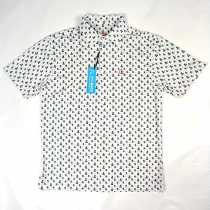 NWT Rhoback Polo Shirt M White All Over Golf Masters Azalea Collection Speedwalk - Picture 1 of 8