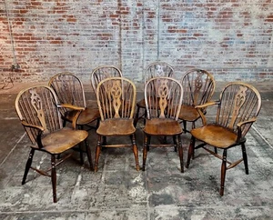 19th century Antique English Windsor Chairs - Set of 8 - Picture 1 of 11
