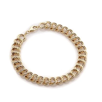 Brazalete Technibond Brillante Doble Bordillo Chapado en Oro Amarillo 14K Plata 925 Foto 1 de 2