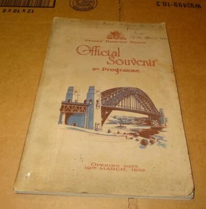 Vintage 1932 Sydney Harbor Bridge Official Souvenir Programme Australia Program - Imagen 1 de 6
