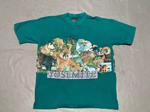 Men's L Vtg Yosemite National Park Wildlife Graphic T-shirt Wrap Around 90’s - Picture 1 of 6