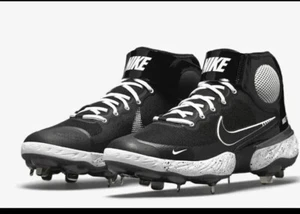 Size 13 Nike Alpha Huarache Elite 3 Mid Metal Baseball Cleats Black CK0745 011 - Picture 1 of 12
