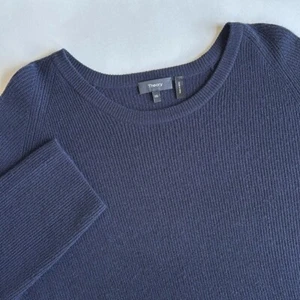 Theory Blue Ribbed Cashmere Donners Crewneck Pullover Sweater Men's Size XXL - Picture 1 of 9