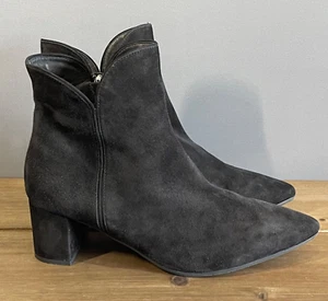 AQUATALIA Women's Kaylani Heeled Ankle Boots Size 12 Black Suede Zip Pointed Toe - Picture 1 of 15