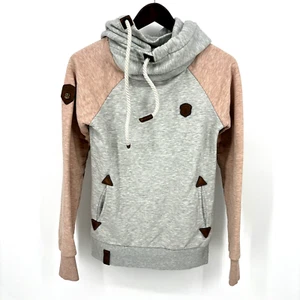 Sudadera con Capucha Pullover Naketano RARA Gris Rosa Mangas Mujer Pequeña - Imagen 1 de 14
