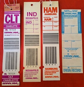 PAN AM Baggage Tags CLT-IND-HAM and Checked Baggage - Picture 1 of 1