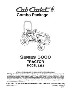 Cub Cadet Modelo No. Paquete combinado de manuales de tractor de césped 5252 - Imagen 1 de 12