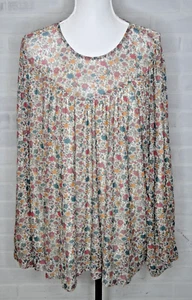 Lane Bryant Womens Plus 18 20 Blouse Boho Floral Chiffon Semi Sheer Sleeve - Picture 1 of 9