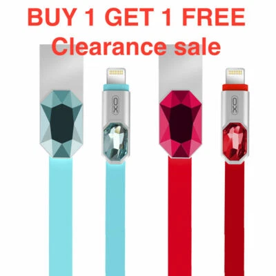 NEW Diamond Flat USB Data Sync Charge Cable Cord for iPhone 11Pro/11/XS/8/7/6/5 - Image 1 of 4
