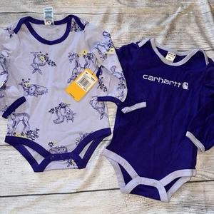 Carhartt Baby Girls Bodysuit 2Pk Purple Deer Rabbits NEW - Picture 1 of 1