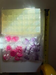 Lot of 77 bead/earring containers - 2 28 container boxes and 21 jars