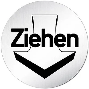 Aluminium Schild 10 cm Ø "Ziehen" • Türschild Stufe Eingang Drücken Tür Alu  - Picture 1 of 4