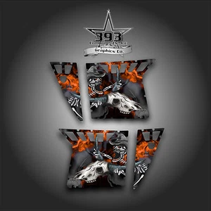 Pro Armor Door Kit gráfico Polaris RZR XP 900 RZR S 800 07-14 Skull Ride Orange - Imagen 1 de 1