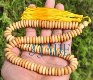 19" Tibetan 108 Bone Flat Prayer Beads Mantra Meditation Buddhist Mala - Picture 1 of 6