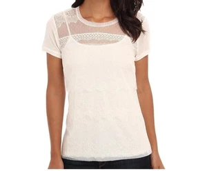 NUOVO TOP BCBG MAX AZRIA GARDENIA COMBO RYLAN PIZZO EXY1J298/S337A TAGLIA M - Foto 1 di 2