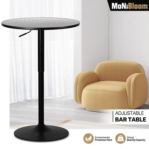 Round[360-DEGREE SWIVEL]Counter Pub Bar Table Adjustable Height Wooden Tabletop - Picture 1 of 36