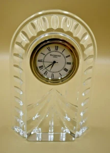 WATERFORD Overture Desk Clock Lead Crystal, New Battery - Picture 1 of 6