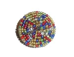 "Colorido botón con cuentas botón de vástago multicolor de 1-1/8" - rojo azul dorado rojo verde - Imagen 1 de 9