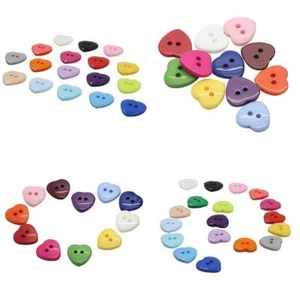 100Pcs Kid Heart Mixed Colors Resin Buttons Sewing Craft 10mm Scrapbooking -US - Picture 1 of 12