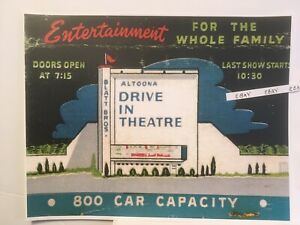 1950’s Blatt Bros. Drive In Movie Theatre Altoona PA. 800 Cars Rare Ad Repro
