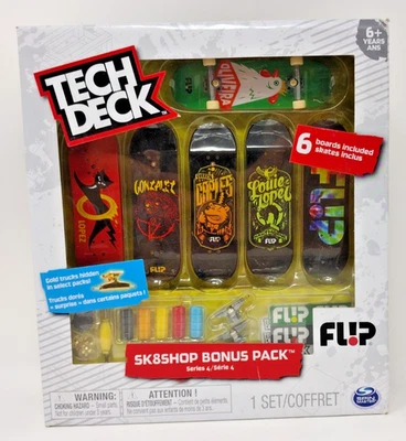 Tech Deck Sk8shop Bonus Pack Series 4 Finger Board Set of 6 Flip Build Your Own - Image 1 of 4