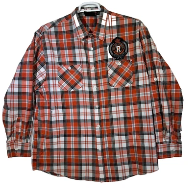 Red Ape Shirt Mens XL Plaid Button Up Long Sleeve Pockets Patch - Image 1 of 4
