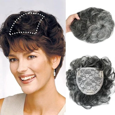 US-Corto Esponjoso Rizado Ondulado Cabello Humano Toppers Wiglet Clip en Pelo para Mujeres Foto 1 de 4