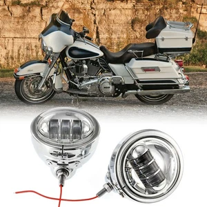 2PCS 4.5" LED Fog Lights with Housing Bracket For Harley Electra Glide Classic - Picture 1 of 11
