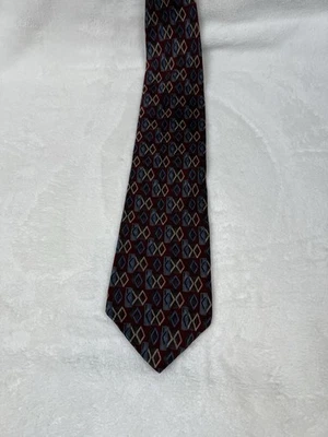 Corbata de seda Preswick and Moore para hombre borgoña/multicolor patrón de diamantes Foto 1 de 4