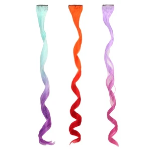 Sophia's - 18" Doll - Set of 3 Curly Clip in Hair Pieces - Aqua/Orange/Lavender - Picture 1 of 4