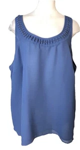 Top camisola escote adornado sin mangas azul 20W Sejour para mujer - Imagen 1 de 8